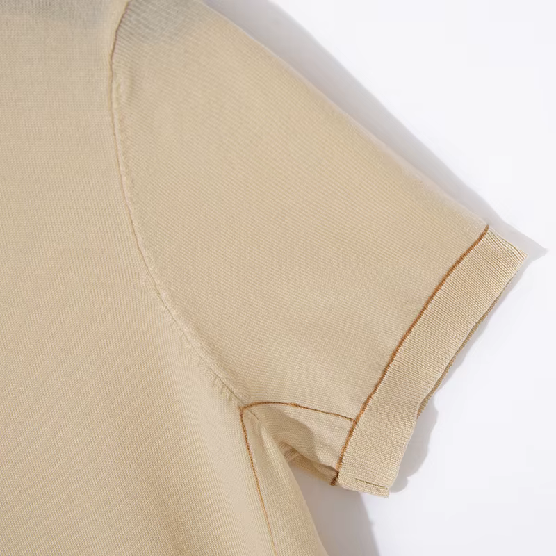 Pull classique en tricot pour homme, mélange de soie et de laine, col rond, t-shirt rayé à manches courtes, vêtements de haute qualité