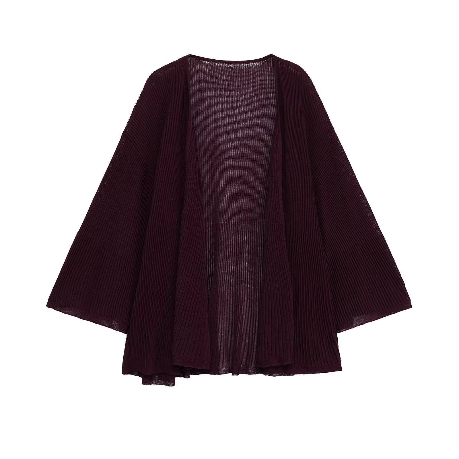Cardigan ample en maille pour femme avec ceinture côtelée – Confortable et décontracté – Pull à manches longues transfrontalier