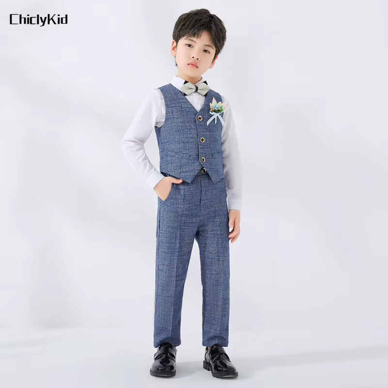 GlaPants-Ensembles de vêtements de mariage formels pour enfants, gilet pour enfants, olympiques de haute qualité pour bébés et tout-petits, tenues de fête à la mode pour garçons