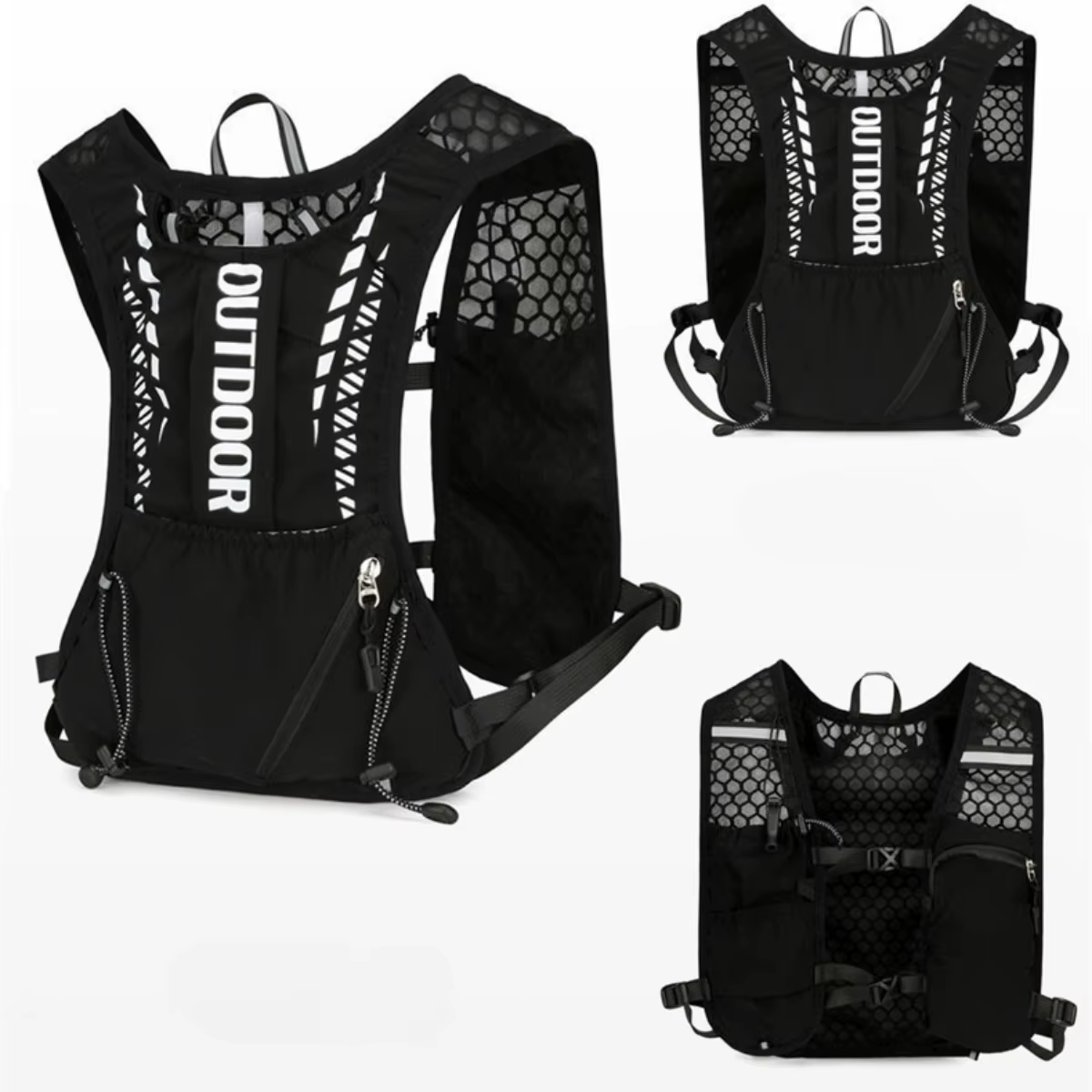 Gilet d'hydratation pour la course à pied, compatible avec un sac à dos de randonnée, gilet de sécurité réfléchissant, équipement léger et ajustable pour le marathon et la course sur sentier