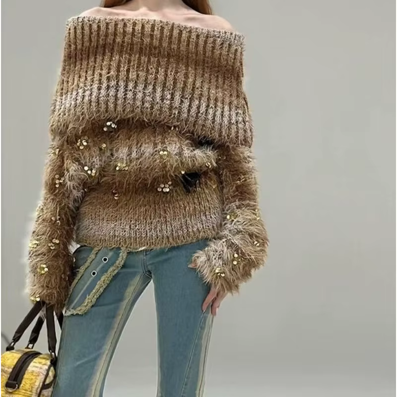 Haut en tricot Vintage à paillettes