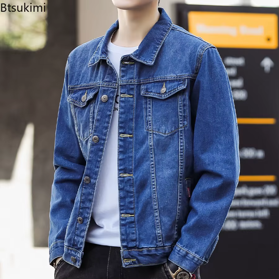 Blousons en jean 2026 pour hommes – Nouvelle collection décontractée multi-poches, style cargo, manteaux en jean pour motards, vêtements masculins tendance, grandes tailles jusqu'au 5XL