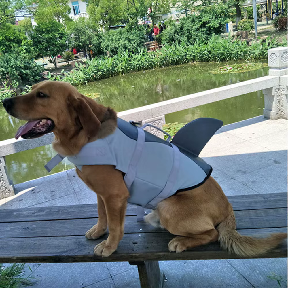 Gilet de sauvetage pour chien requin, vêtements de natation, gilet de sauvetage pour chiot, harnais de col, maillot de bain pour chien moyen et grand, tenues d'été pour animaux de compagnie
