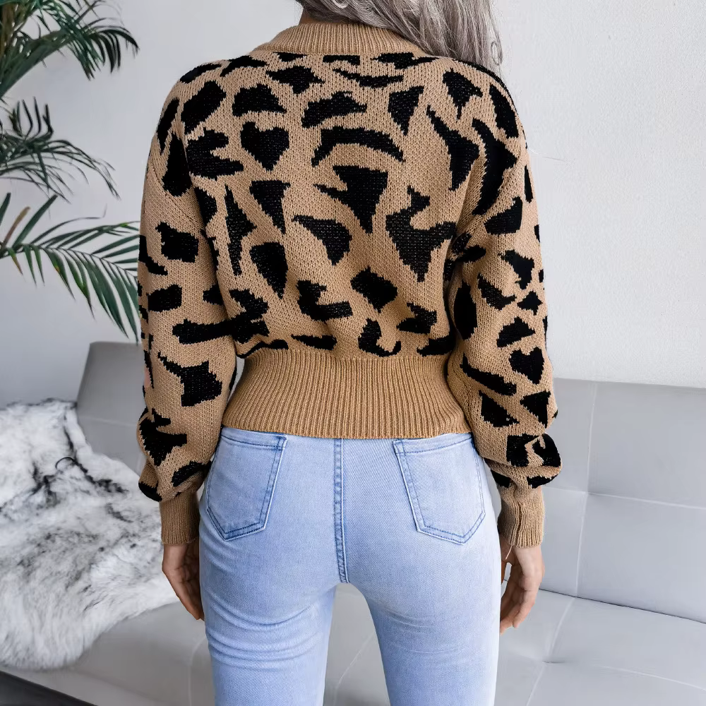 Pull tricoté décontracté à col rond et manches longues pour femme