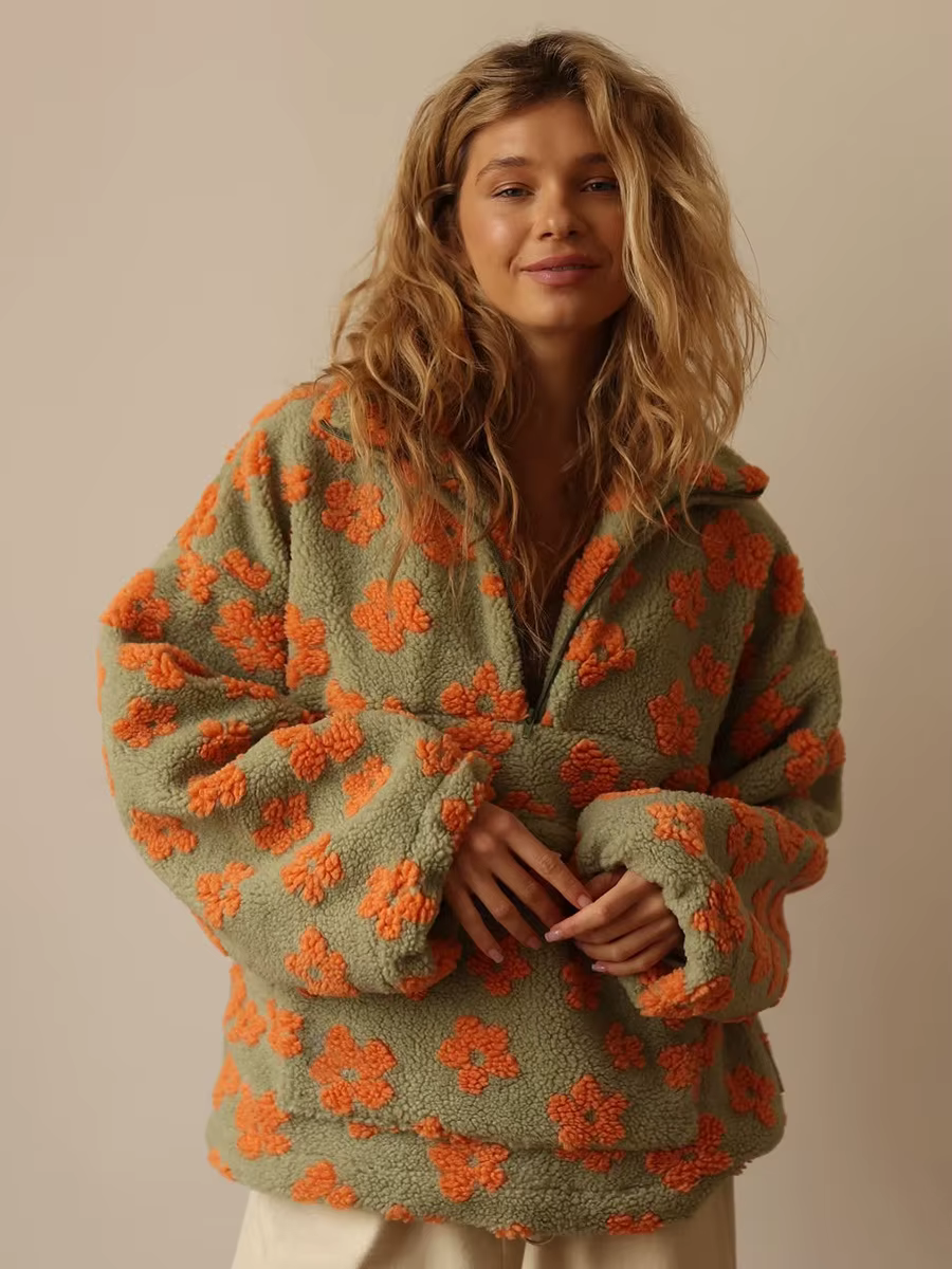 Yaminiya femmes 2025 nouvelle mode polaire fleur fleurs pull coton