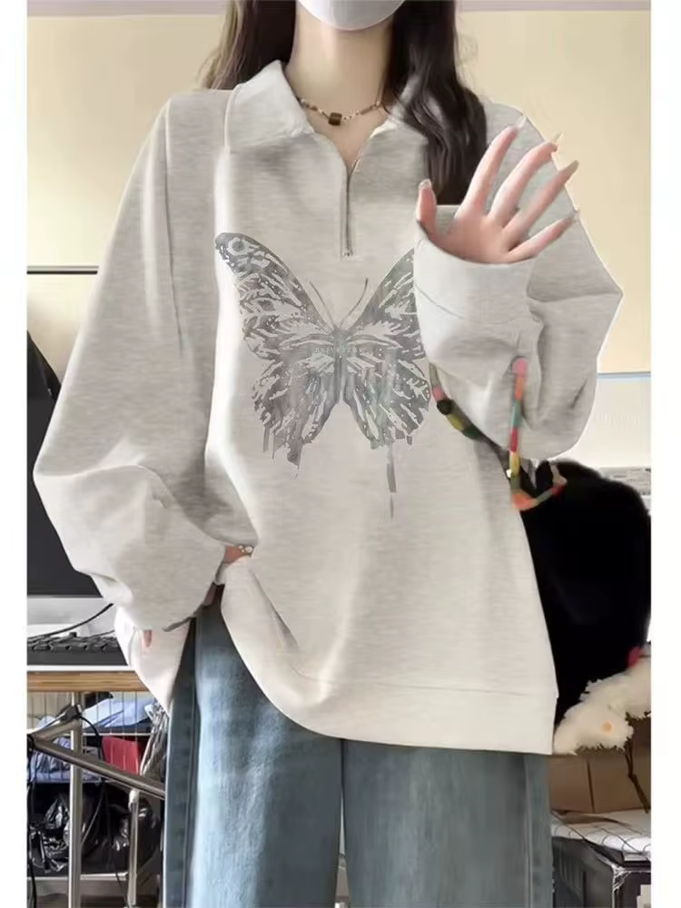 Sweat-shirt demi-fermeture éclair pour femmes