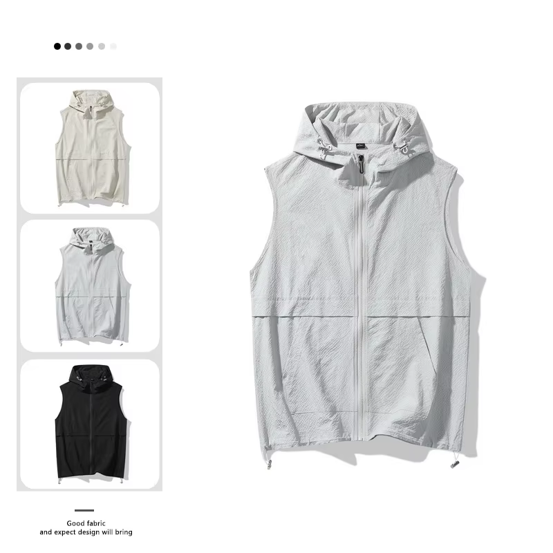 Vêtements de travail américains gilet sans manches veste pour hommes 2025 été nouvelle mode en plein air à capuche sport gilet décontracté
