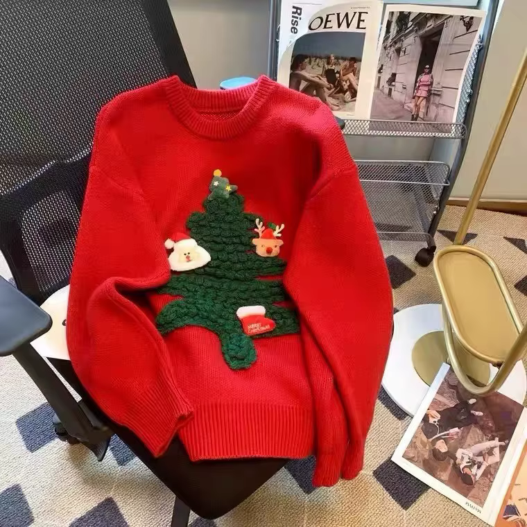 Pull rouge de noël pour femme