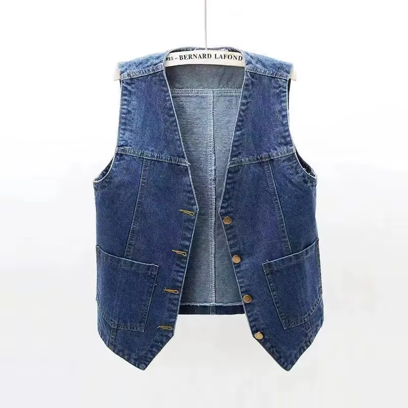 Printemps été coréen court Denim gilet femmes Vintage noir sans manches veste jean décontracté gilets femme