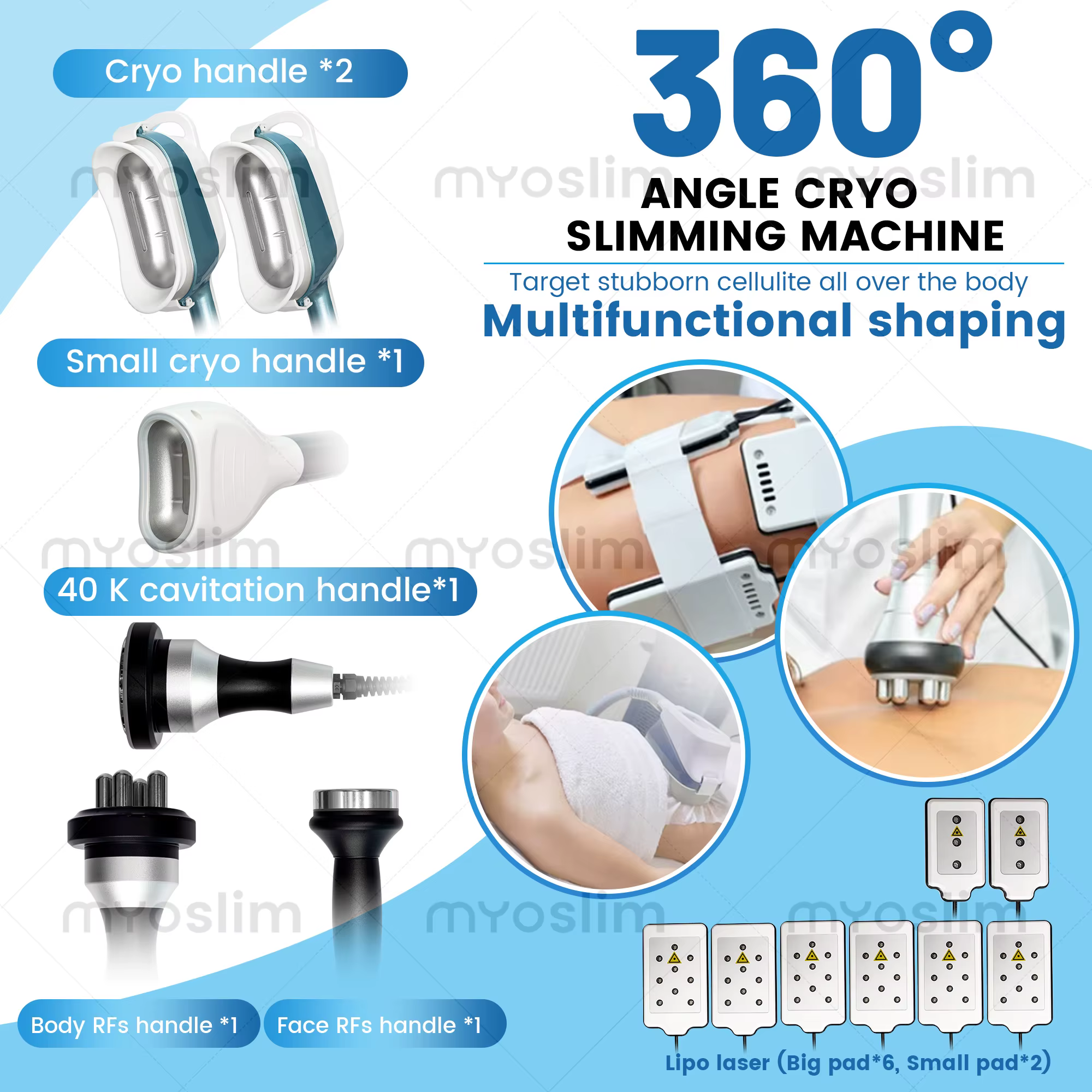 360 °   Contouring corporel par cryolipolyse pour une réduction efficace de la graisse et de la cellulite grâce à la technologie de cavitation sous vide