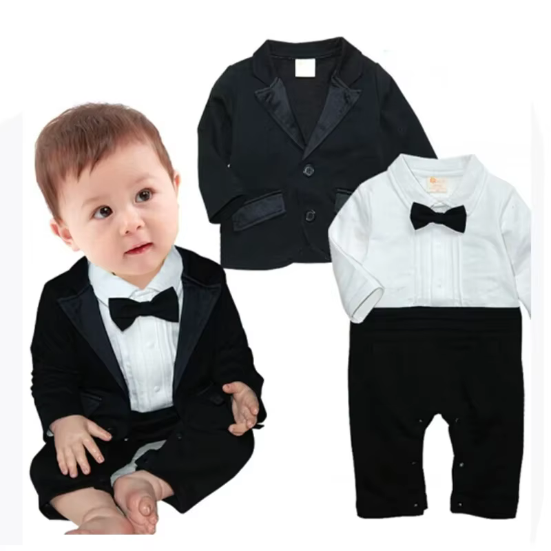 Ensemble barboteuse pour photographie de nouveau-né, gilet et nœud papillon pour bébé garçon, tenue deux pièces, Costume de séance Photo pour nourrissons