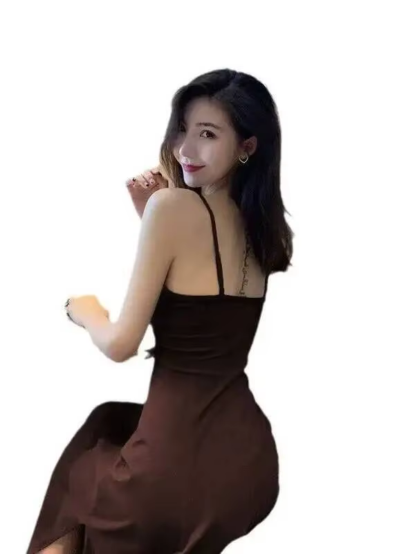 Robe noire à col en V pour femme, robe longue astronomique, robe en fibre noire sur le côté, mode féminine sexy, élégante et douce, Y-CBX8