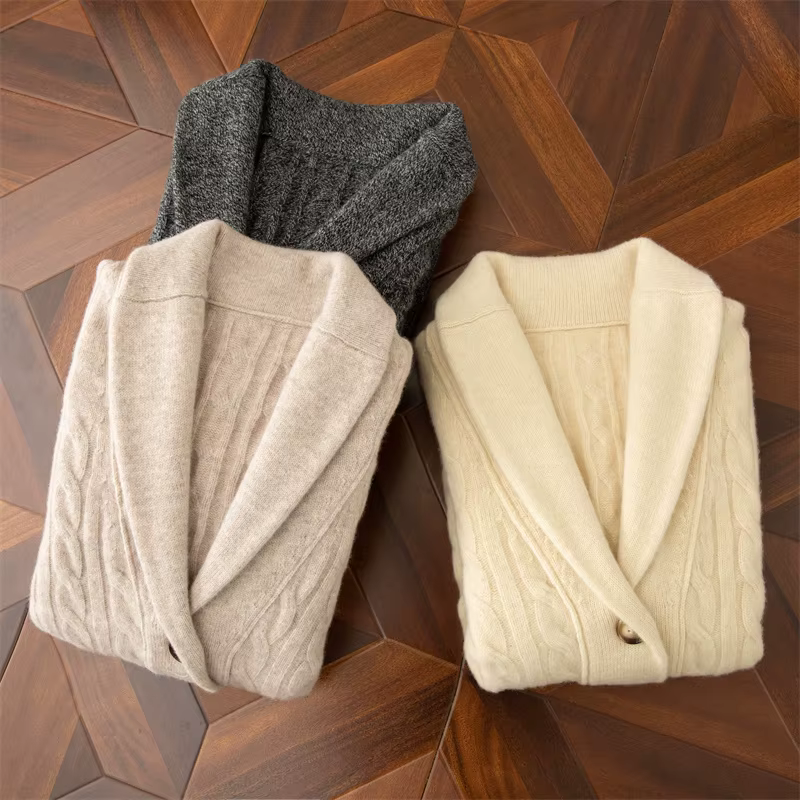 Pull en laine pour homme, boutonné, en cachemire épais, tricoté, ample et chaud, pour l'automne et l'hiver