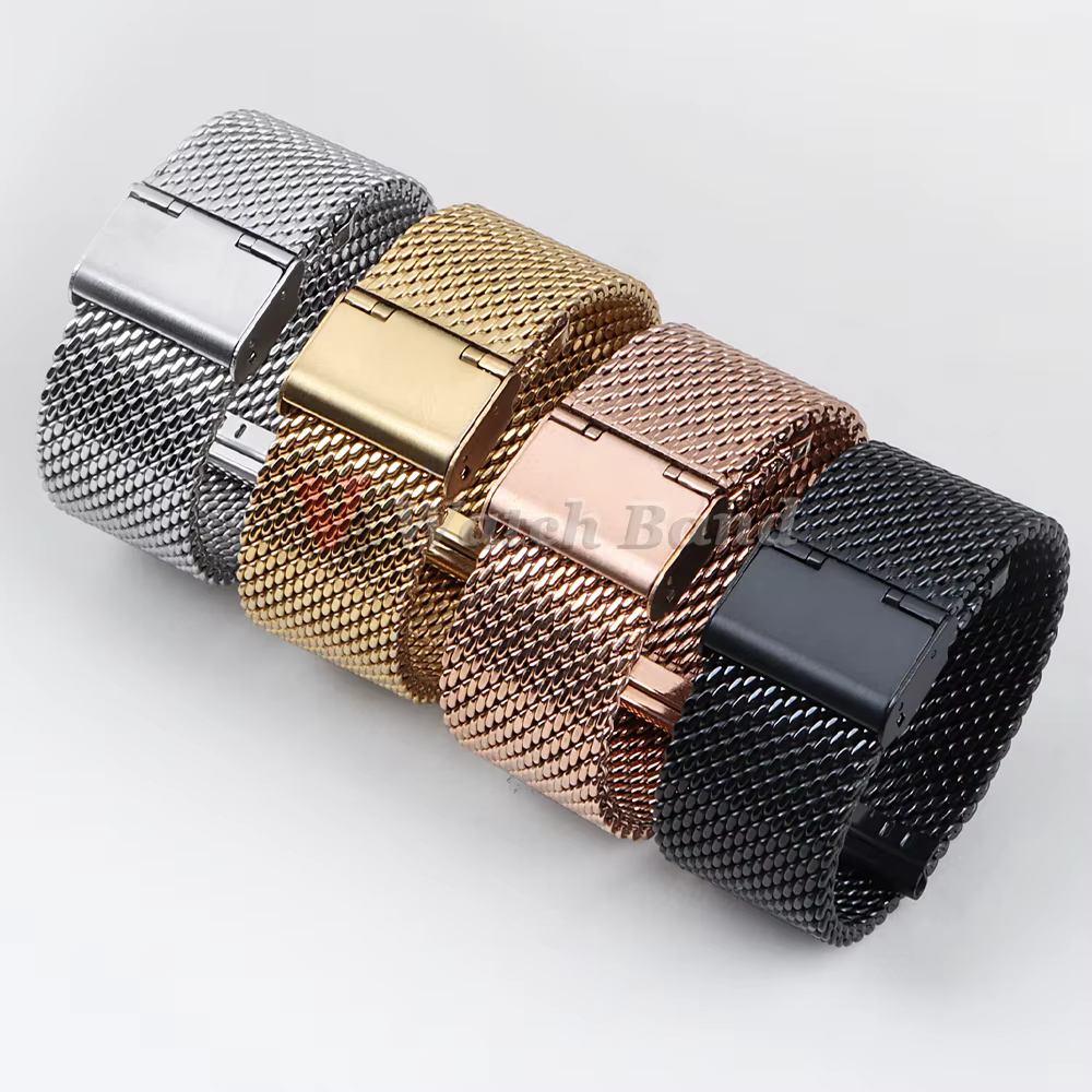 Bracelet milanais en maille 1.0 pour Seiko, 18mm 20mm 22mm 24mm, Bracelet à dégagement rapide pour DW, Bracelet en maille en acier, accessoires de montre pour hommes