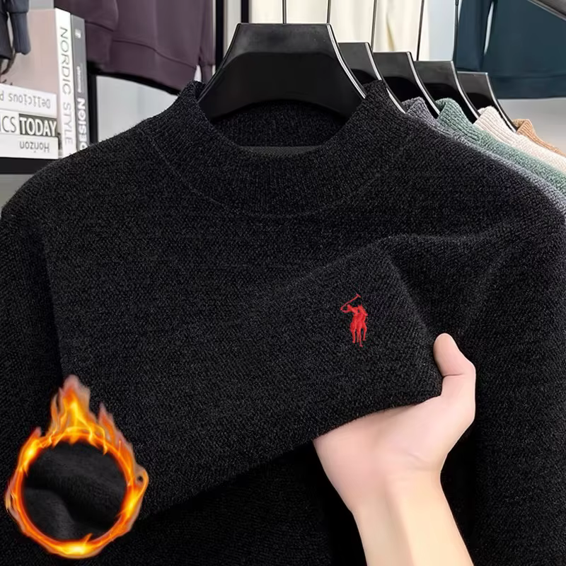 Pull-over en tricot à col rond pour homme, nouvelle collection haut de gamme, marque de mode classique, broderie Paul, chaud et épais, en peluche, pour l'hiver