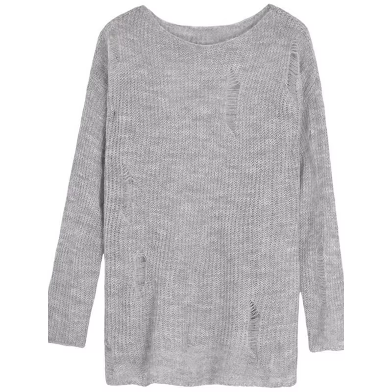 Pulls en tricot à trous style décontracté pour femme