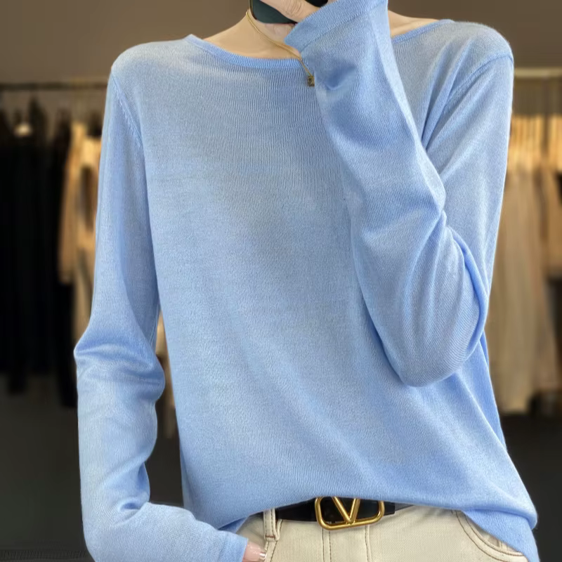 Pull en mélange de laine pour femme, pull à la mode, col un mot, manches longues, haute qualité, doux et soyeux, nouveau, 2025
