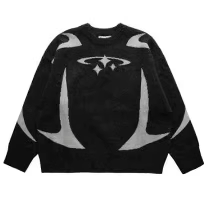 Pull blanc femme motif de caractère nouveau ample rétro pull en tricot ample veste mode femmes pull d'hiver