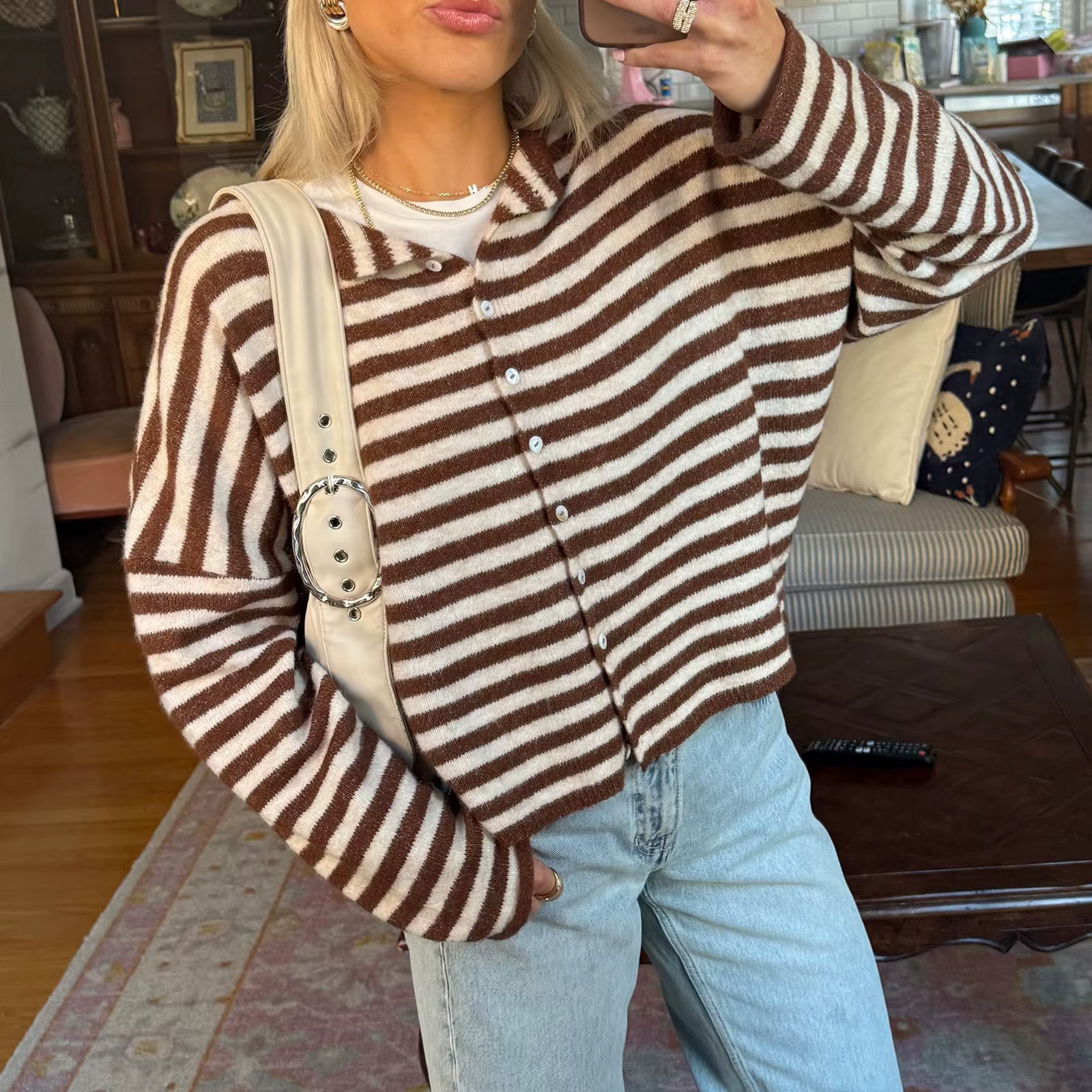 Cardigan rayé pour femme