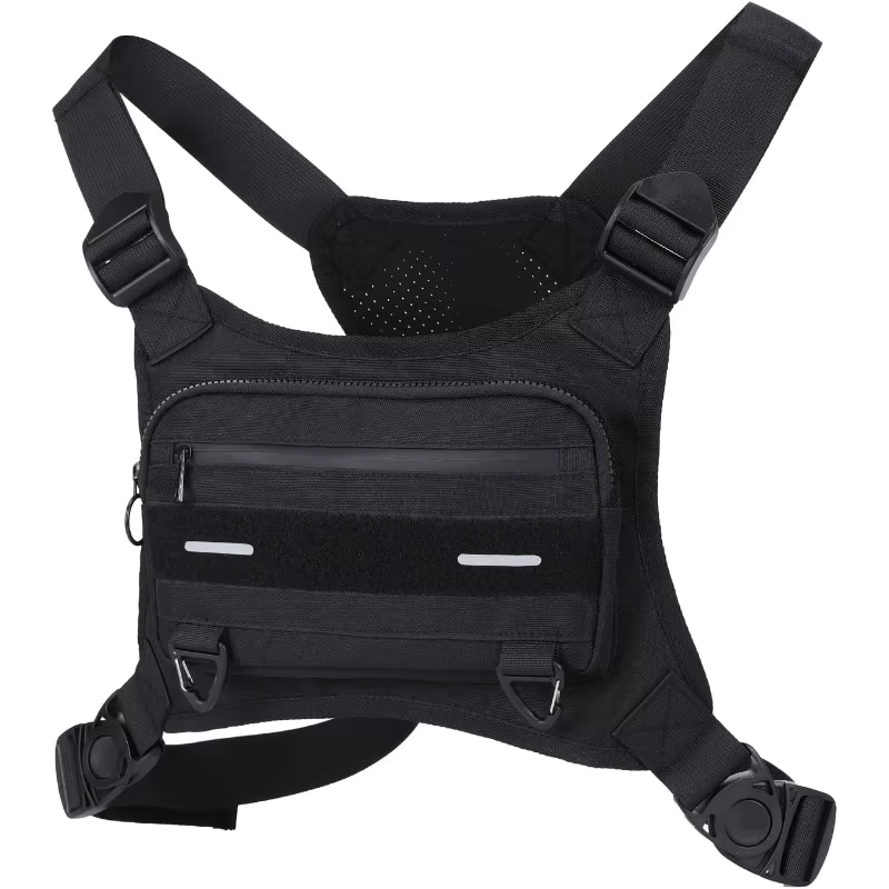 Sac de gilet tactique multifonctionnel, sac de poitrine de course réglable, sac de voyage à la mode pour hommes, gilet de vélo respirant, sac de sport