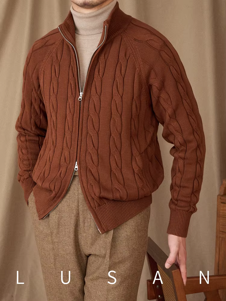 Cardigan britannique tricoté en pur coton
