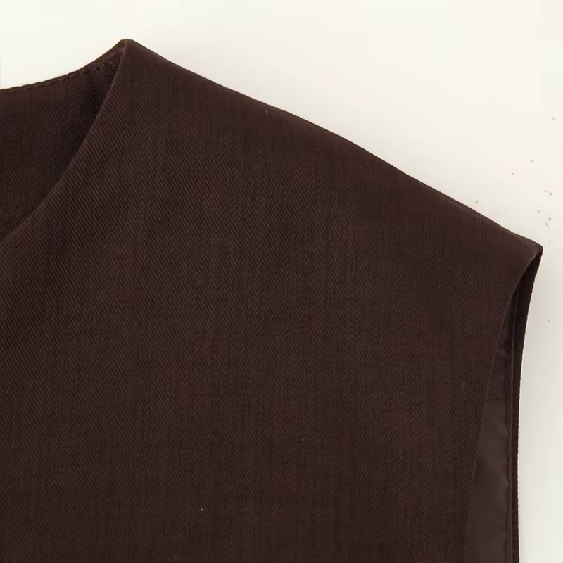 Nouveau Gilet Élégant Femme 2026 Col Rond Sans Manches Taille Cintrée Gilet Tendance Femme Tenue Formelle Superposée Trafizaran