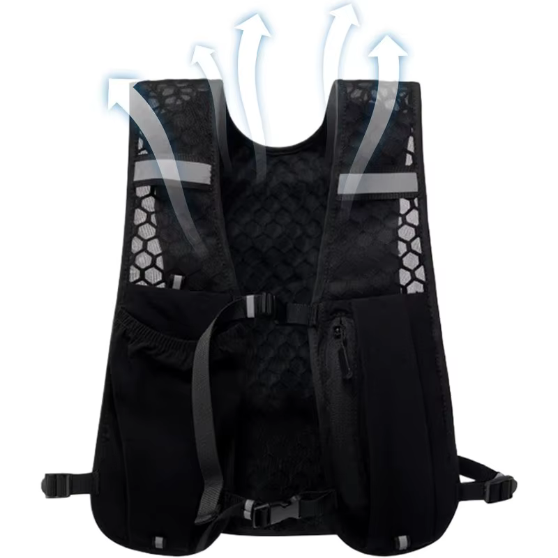 Gilet de course pour marathon et trail, gilet de randonnée léger, sac à dos réfléchissant avec poche pour téléphone et poche pour poche à eau