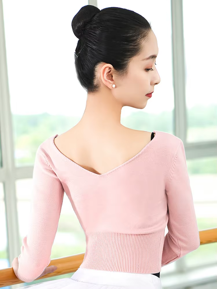 Pulls de ballet pour filles, en acrylique doux, avec cardigan tricoté taille haute, idéal pour les sports en salle climatisée