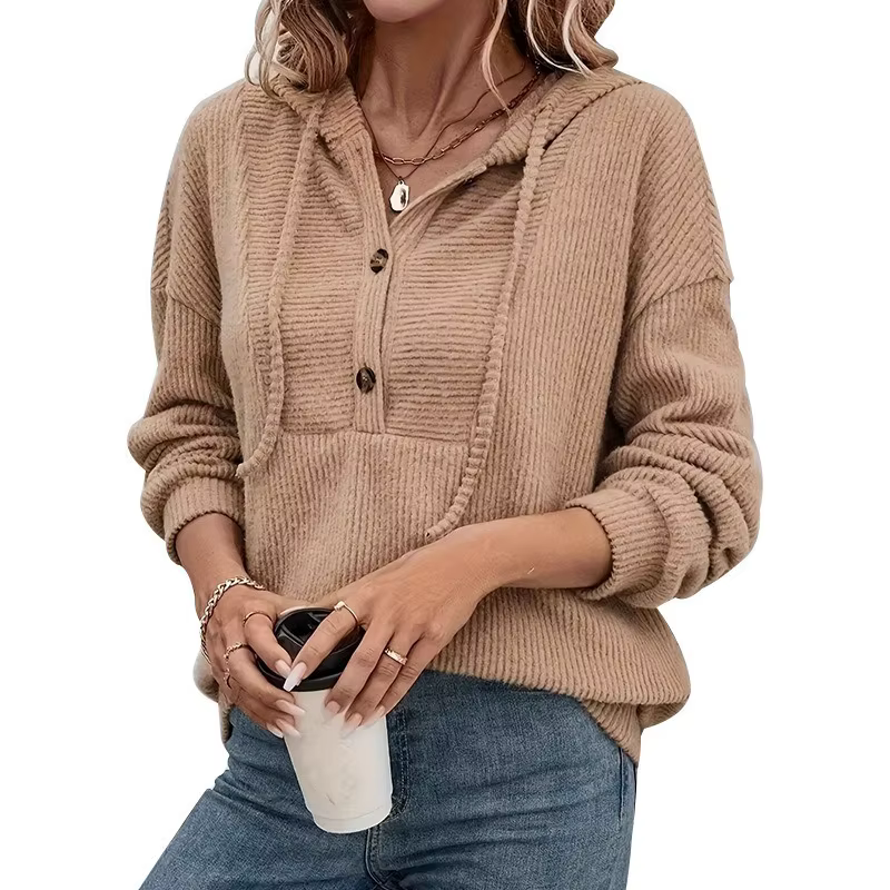 Pull à capuche et manches longues pour femme, haut décontracté, printemps 2026