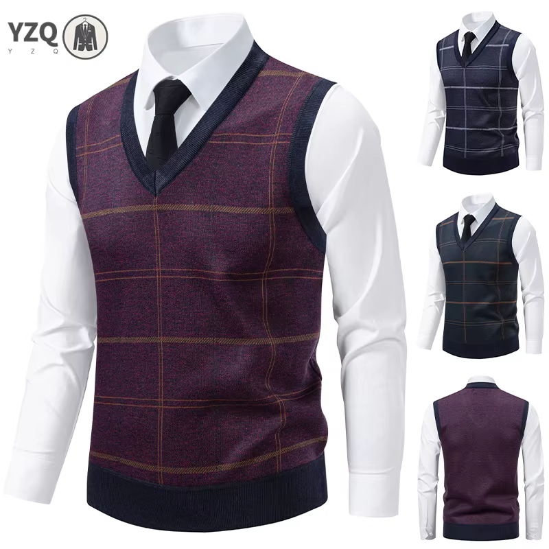 Pull tricoté à col en v pour hommes, chaud, automne hiver, grille de diamant, fleur torsadée, décontracté, mode, haut polyvalent en tricot