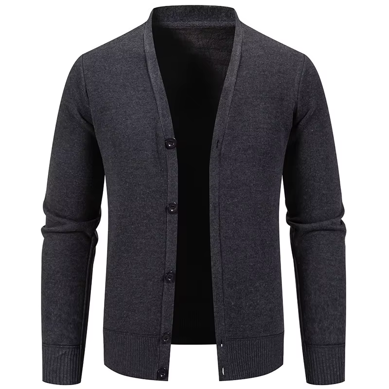 Cardigan ouvert à col en V pour homme, en tricot, en polaire épaisse, grande taille, style homme, automne hiver printemps, nouveau modèle, vêtements décontractés