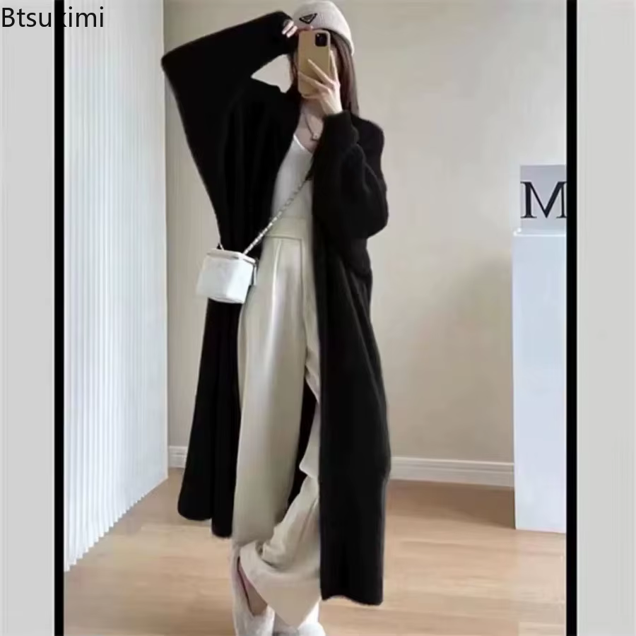 Cardigan long uni style décontracté pour femme