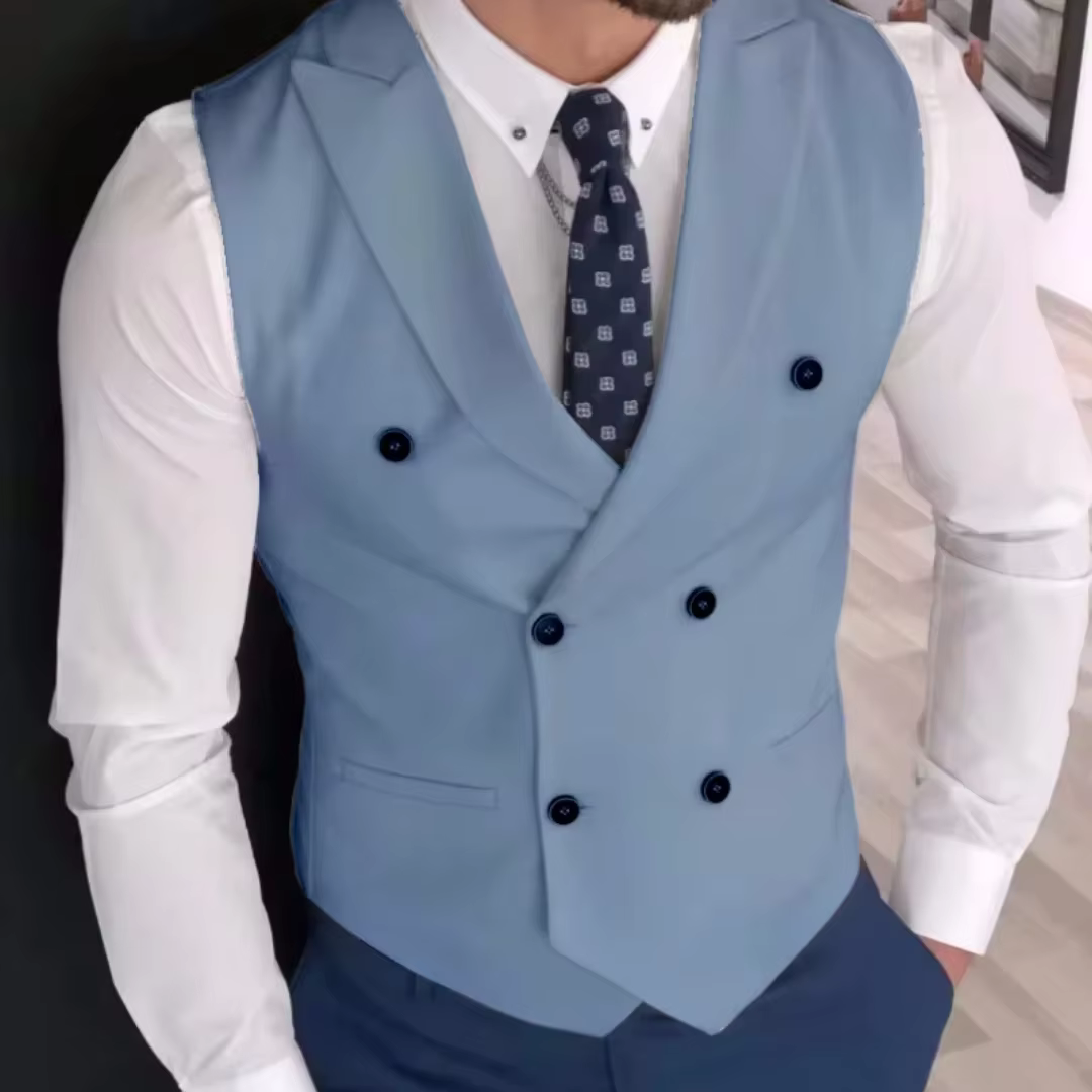 Hommes gilet ivoire Double bouton solide avec revers gilet costume pour mariage anniversaire Banquet bureau affaires travail hommes costume gilet