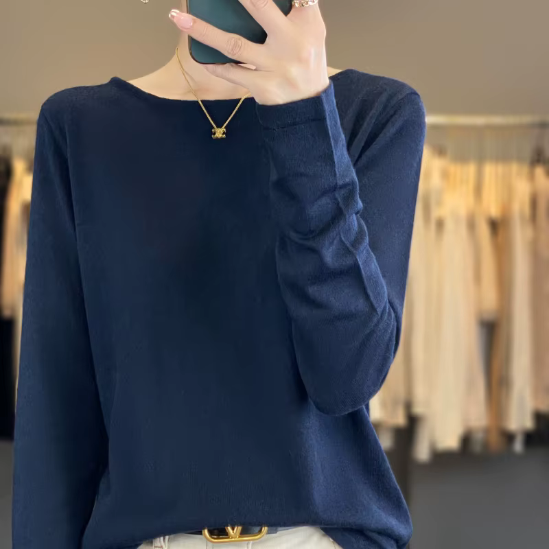 Pull en mélange de laine pour femme, pull à la mode, col un mot, manches longues, haute qualité, doux et soyeux, nouveau, 2025