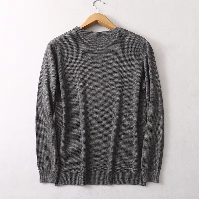 Pull en cachemire à col rond pour hommes, pull à manches longues, haut chaud, monochromatique, Mulberry Inj85%, L, XL, média, quotidien, 15%, Circ047