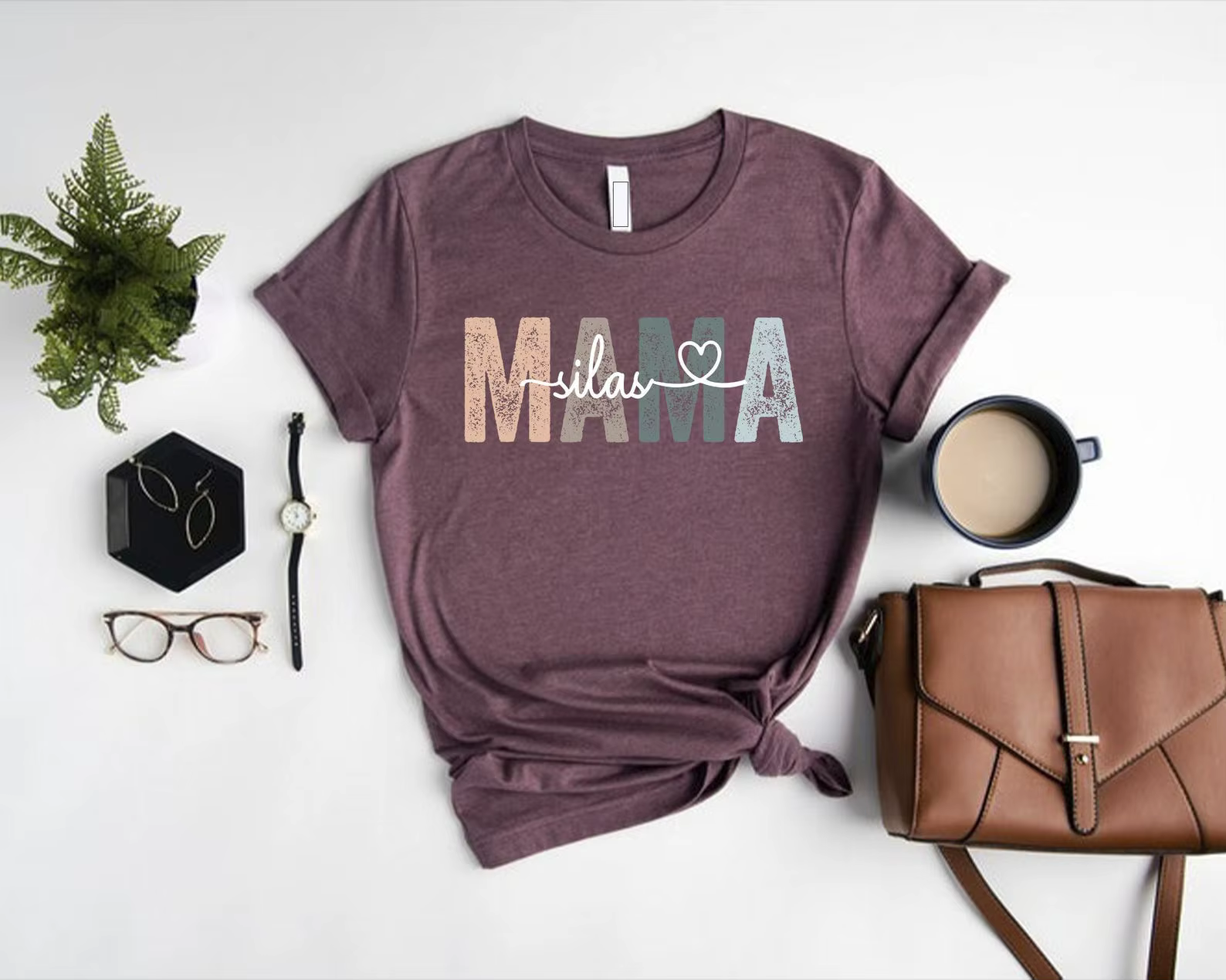 T-shirt personnalisé pour maman avec les noms des enfants, cadeau pour la fête des mères, t-shirt en coton à manches courtes personnalisé pour femme avec lettres « Mama »