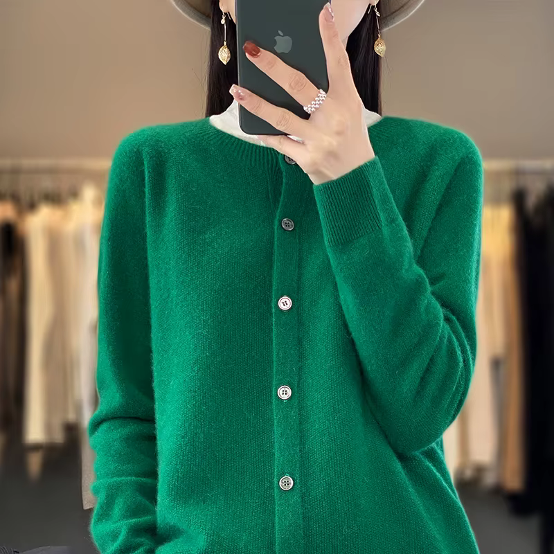 Cardigan en laine pure 100% pour femme