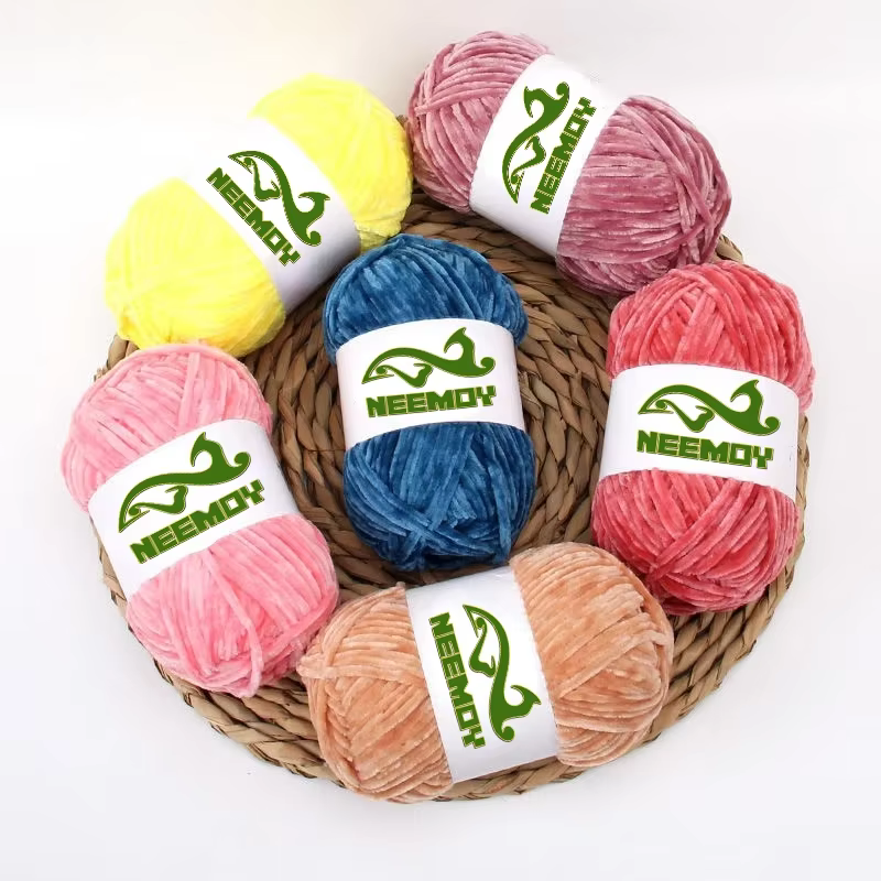 100 g/ensemble Chenille velours fil tricoté laine moyen épais chaud peau amicale