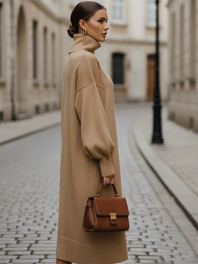 UOOZEE – robe pull tricotée à col roulé pour femme