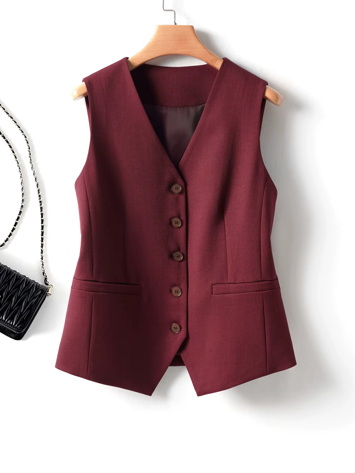 Gilet de costume superposé à simple boutonnage pour femme, idéal pour le printemps et l'automne, peut être porté comme couche intérieure ou extérieure, gilet de bureau élégant