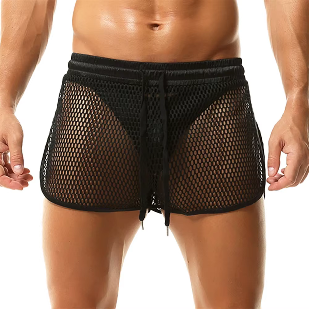 Shorts de sport pour hommes en maille respirante avec fentes latérales, style décontracté, coupe ample, pour la musculation, la course, la plage et la natation