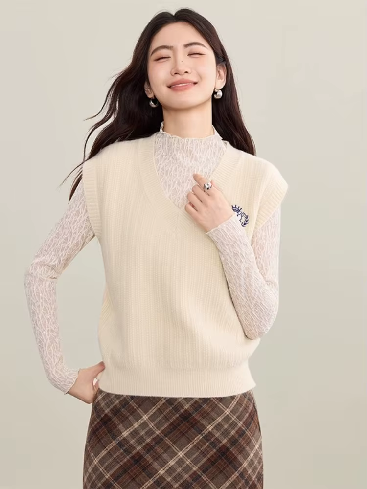Gilet pull sans manches style universitaire pour femme SENTUBILA