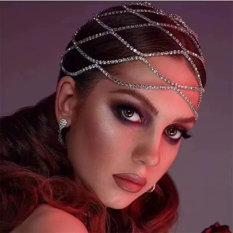 Couvre-chef en maille, accessoires pour cheveux, chaîne de mariée en cristal, bijoux, accessoires de tête exquis, nouvelle mode