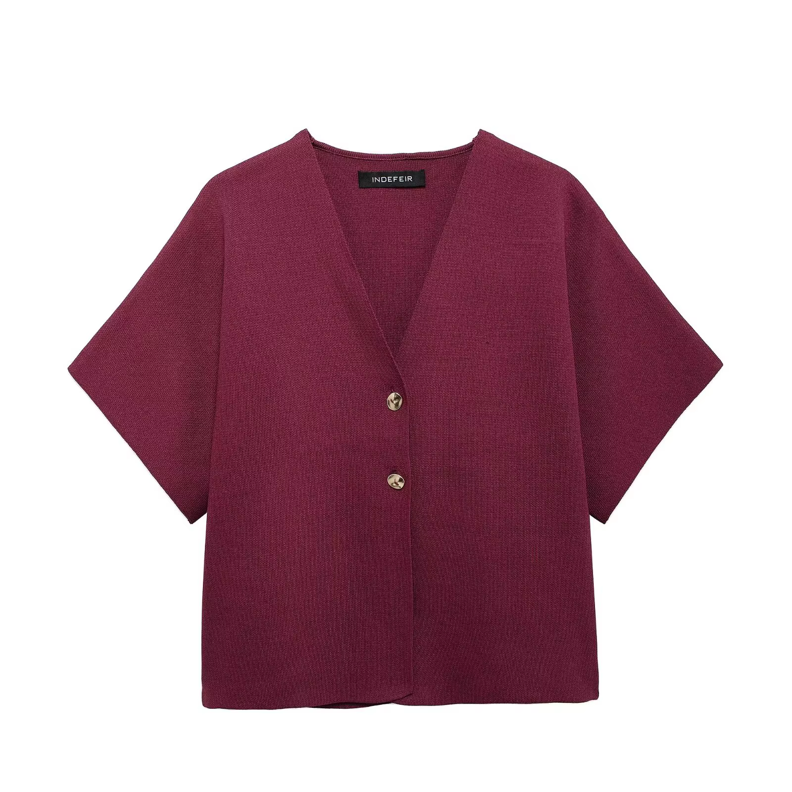 Gilet Élégant à Manches Courtes et Col en V pour Femme