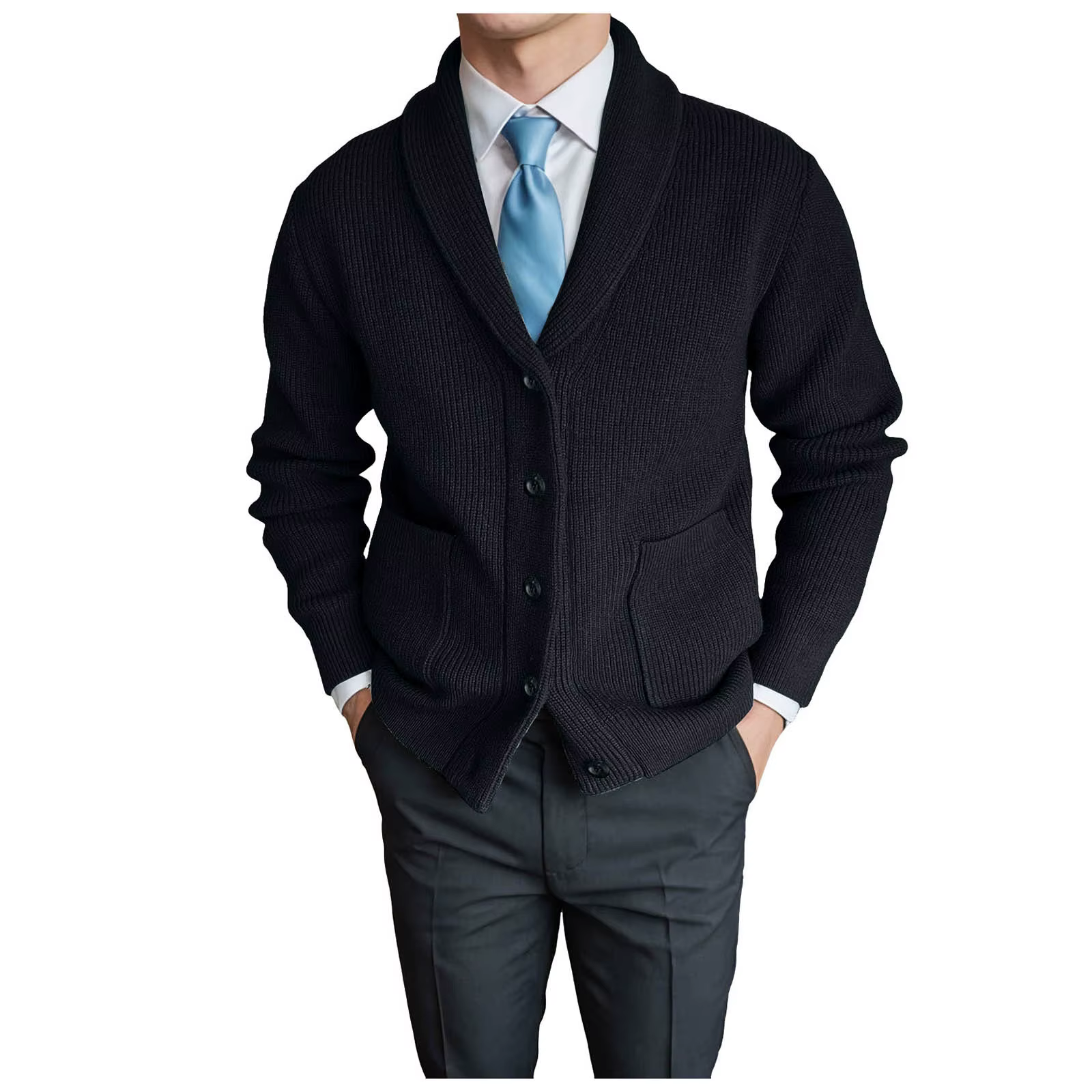 Pull pour hommes, veste grande taille, automne et hiver, Cardigan à col en V, rétro britannique, coupe cintrée, léger et Maturé, bluetб privilège ж бра
