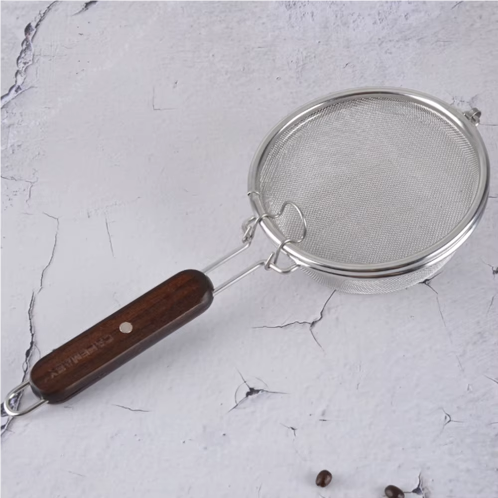CAFEMASY – torréfacteur à café en acier inoxydable, treillis métallique avec manche en bois, filet de torréfaction de grains de café, usage domestique, outils à café en maille de torréfaction