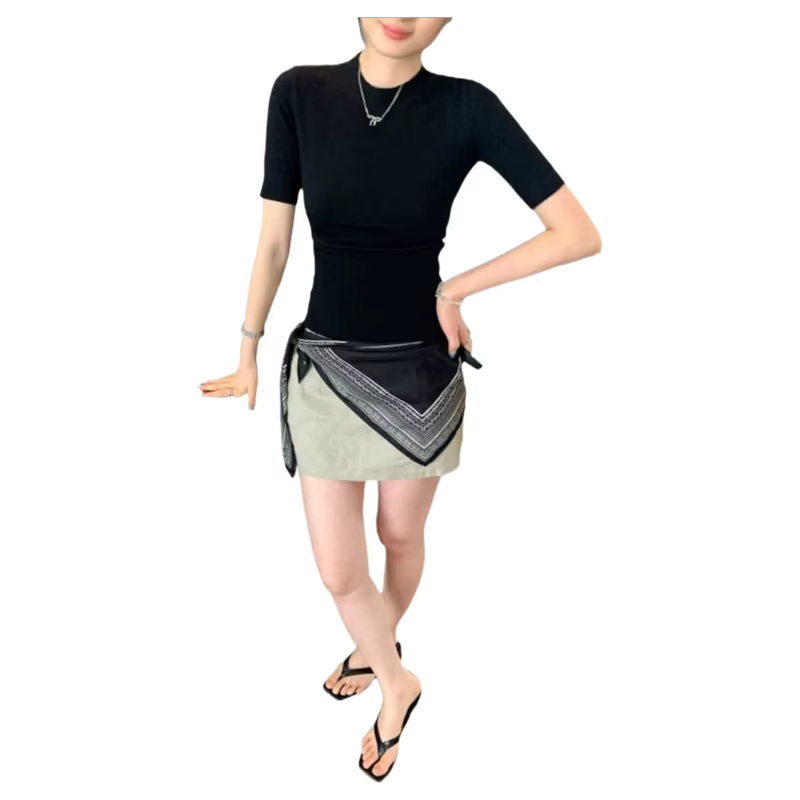 Pull tricoté pour femme à manches mi-longues