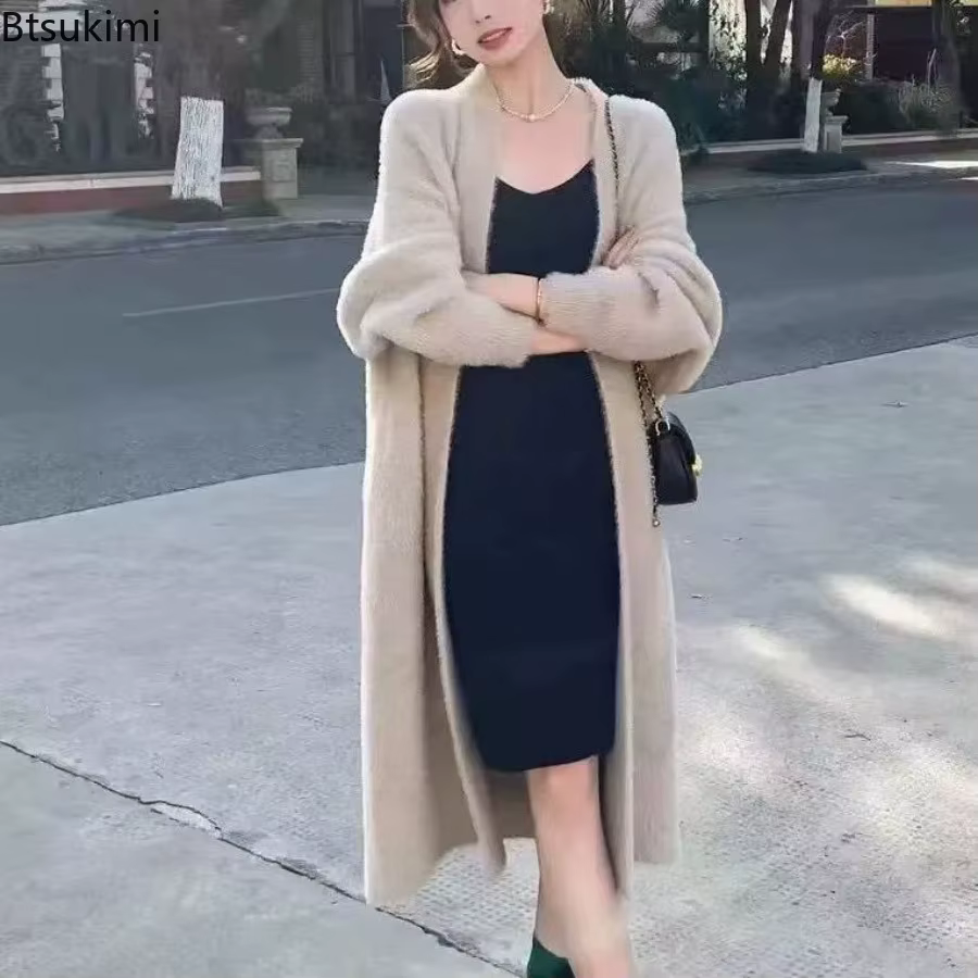 Cardigan long uni style décontracté pour femme