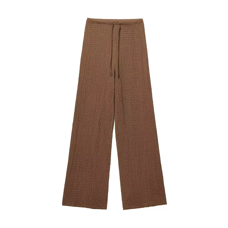 MUJER femmes pantalons ensembles texturés taille haute pantalons ensembles pour femmes 2 pièces sans manches gilet femme tenue dame ensembles femmes costumes