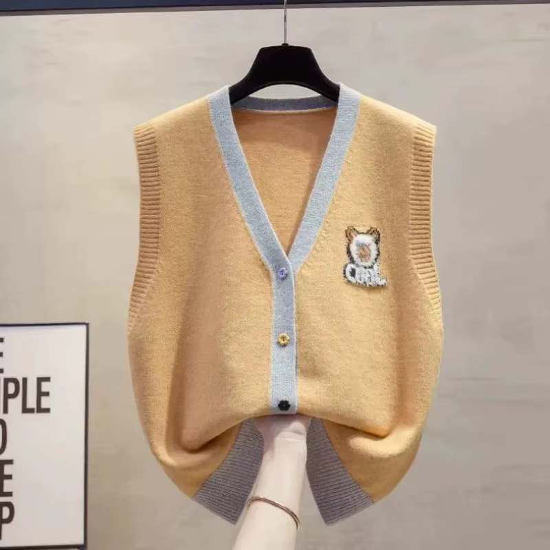 Cardigan gilet gilet gilet femmes 2025 printemps et automne nouveau lâche cheval pince couches pull et gilet
